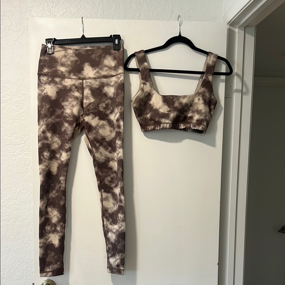 Tan Lines Brown Tie Dye Matching Workout Set